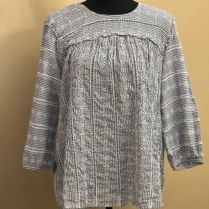Style & Company Women's stripped blue/white, eyelet material, flowers & Holes  L